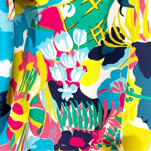 JCrew Floral Multicolor Bold Printed Spaghetti Strap Ruffle Tank Dress size 6 - Picture 12 of 12